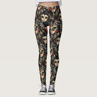 Black Masquerade Mask Leggings
