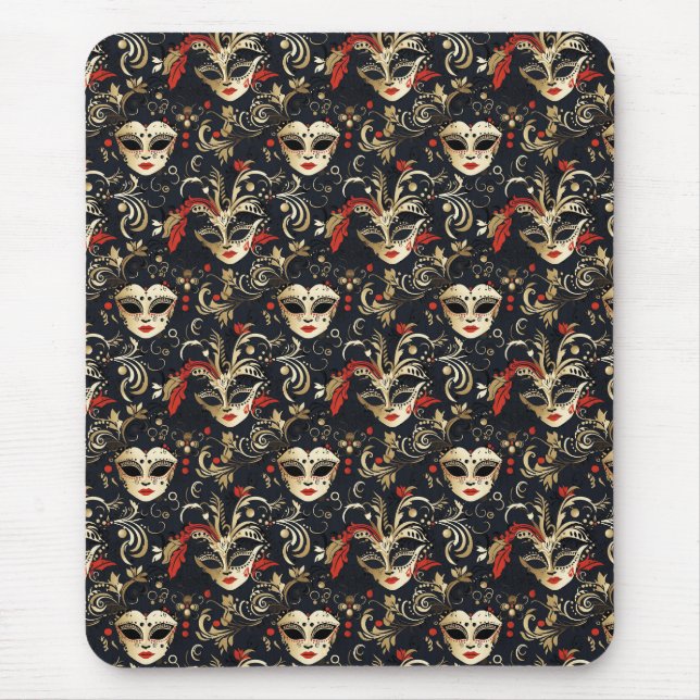 Black Masquerade Mask  Mouse Mat (Front)