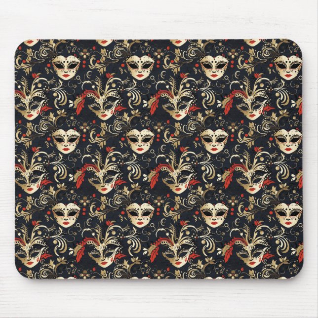 Black Masquerade Mask  Mouse Mat (Front)