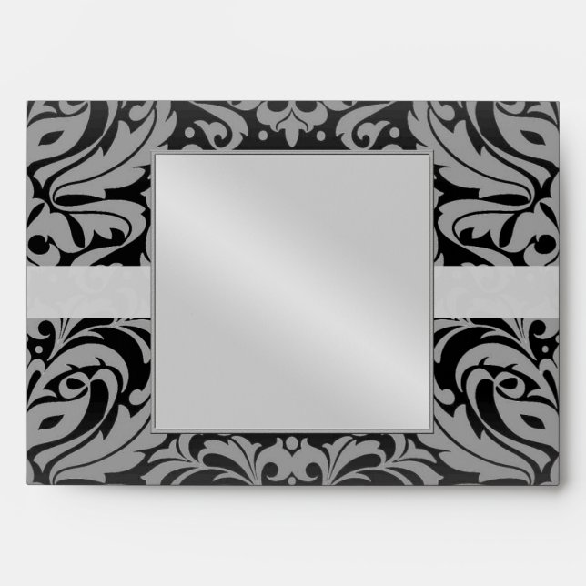Black Masquerade Vampire Damask Halloween Envelope (Front)