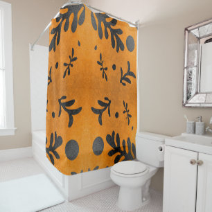 Black Matisse inspired leaves on gold Shower Curtain