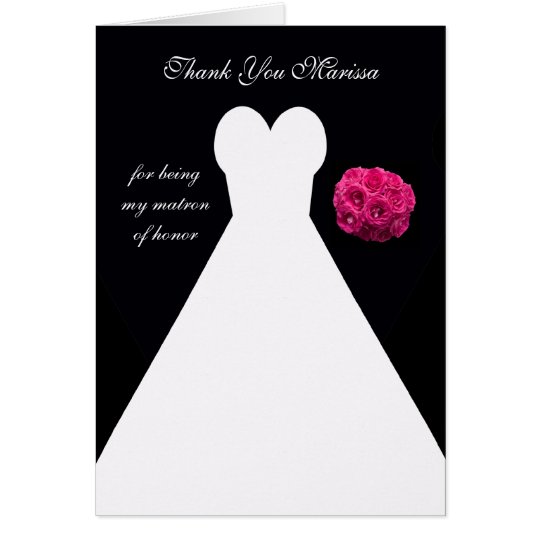 Black Matron of Honour Thank You Card -- Gown