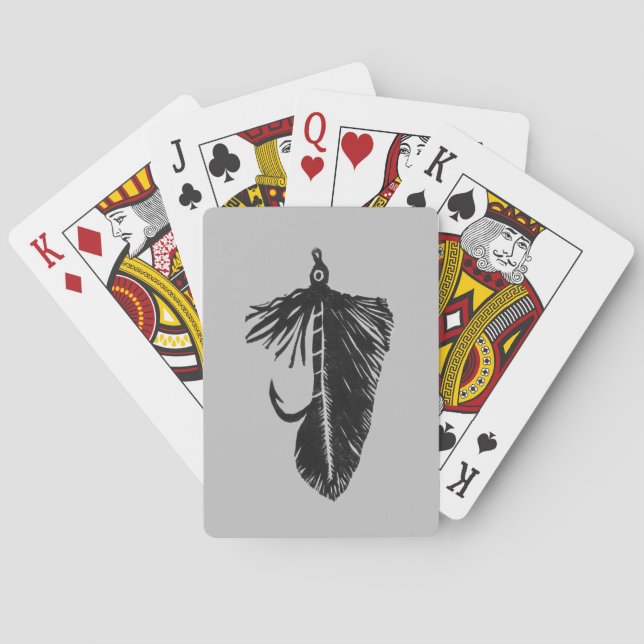 "Black Matuka" classic trout streamer fly art Playing Cards (Back)