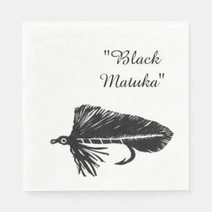 Black Matuka streamer, fly fishing, fly tying art Napkin