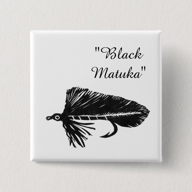 Black Matuka streamer for fly fishing, fly tying 15 Cm Square Badge (Front)