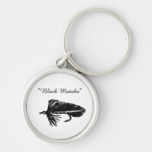 Black Matuka streamer for fly tying, fly fishing Key Ring