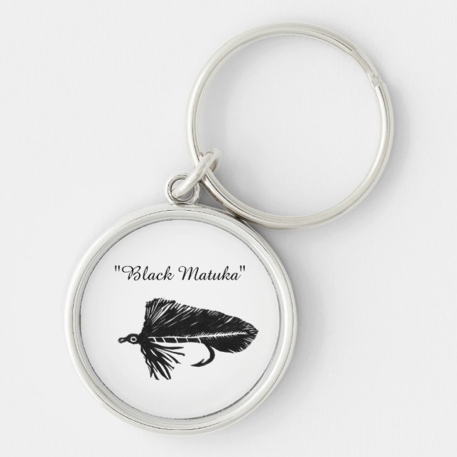 Black Matuka streamer for fly tying, fly fishing Key Ring (Front)