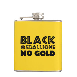 BLACK MEDALLIONS NO GOLD HIP FLASK