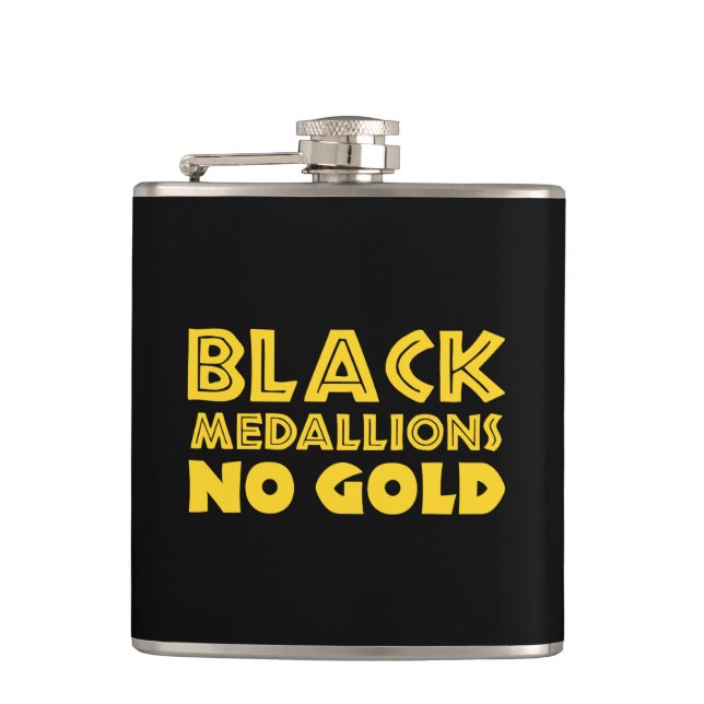 BLACK MEDALLIONS NO GOLD HIP FLASK (Front)