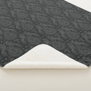 Black Mediaeval Dragons Sherpa Blanket