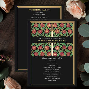Black Mediaeval Gold Floral Sword Royal Wedding Programme