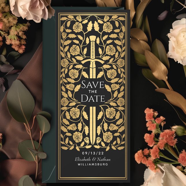 Black Mediaeval Sword Save the Date Invitation (Creator Uploaded)