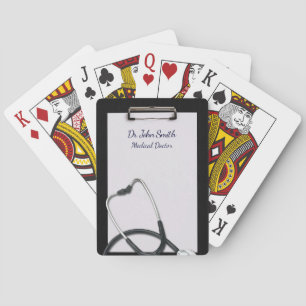 Black Medical Clipboard with Stethoscope Playing Cards