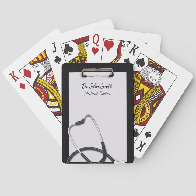 Black Medical Clipboard with Stethoscope Playing Cards (Back)