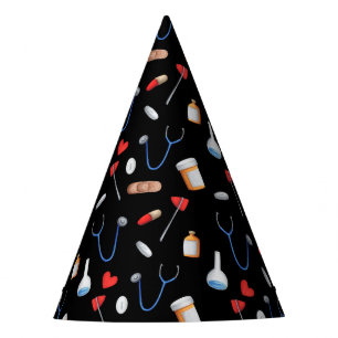 Black Medical Doctor Nurse Graduation Paper Party Hat