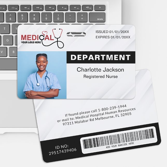 Black Medical Photo ID Badge with Barcode (Creator Uploaded)