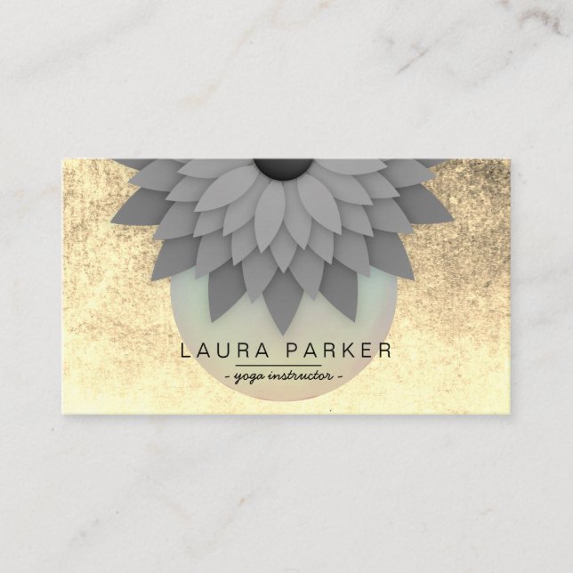 Black Meditation Holistic Lotus Flower Yoga Business Card (Front)