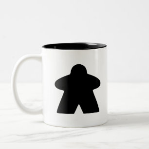 Black Meeple Board Game Piece Two-Tone Coffee Mug