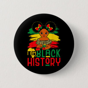 Black Melanin Girl I Am Black History Month Kids J 6 Cm Round Badge