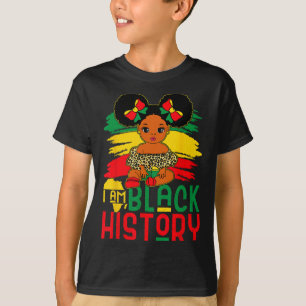 Black Melanin Girl I Am Black History Month Kids J T-Shirt