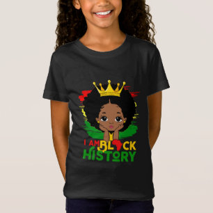 Black Melanin Girl I Am Black History Month Kids T T-Shirt