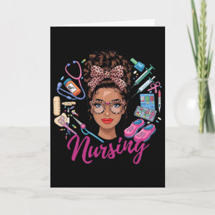 Black Melanin Nurse Black History Month Afro Hair Card