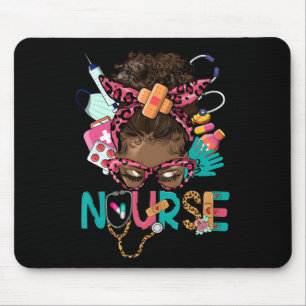 Black Melanin Nurse Black History Month Afro Hair Mouse Mat