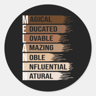 Black Melanin Proud Women For Black History Month Classic Round Sticker