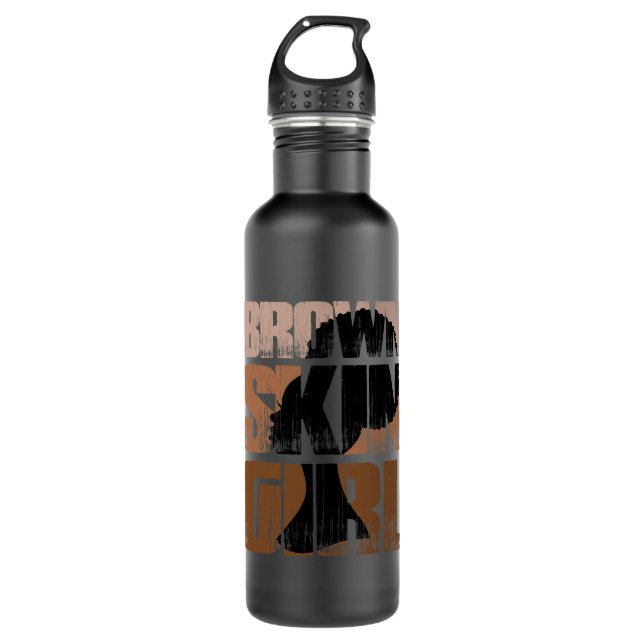 Black Melanin Queen Magic Brown Skin Girl Juneteen 710 Ml Water Bottle (Front)