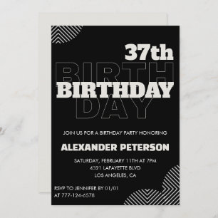 Black Men 37th birthday Party invitations