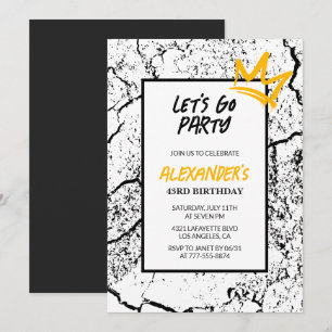 Black Men 43rd birthday invitation  Grunge 