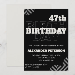 Black Men 47th birthday Party invitations