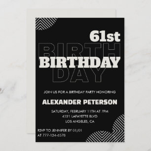 Black Men 61st birthday Party invitations