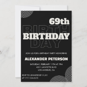 Black Men 69th birthday Party invitations