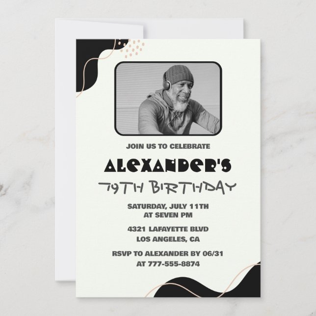 Black Men 79th birthday invitations  (Front)