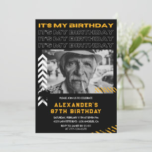 Black Men Photo Spray paint 87th birthday Invitation