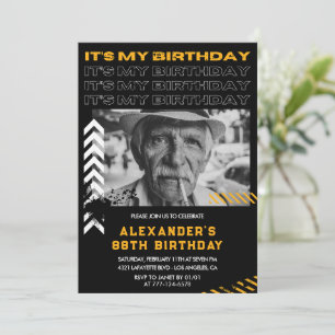 Black Men Photo Spray paint 88th birthday Invitation
