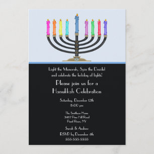 Black Menorah Hanukkah Celebration Invitation