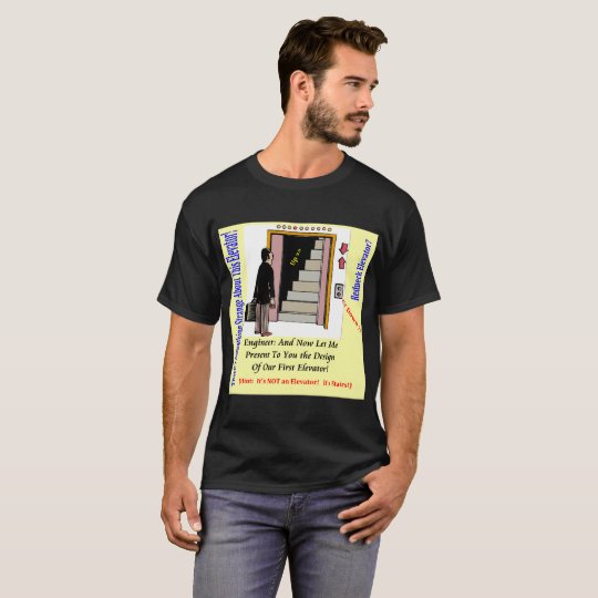 Black Men's T-Shirt Elevator Engineer Design