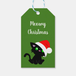 Black Meowy Christmas Kitty Gift Tags