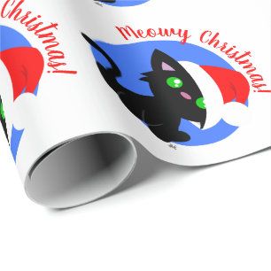 Black Meowy Christmas Kitty Wrapping Paper