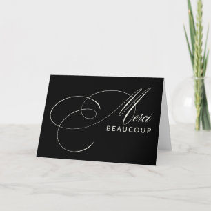 Black Merci Beaucoup Elegant Calligraphy Thank You