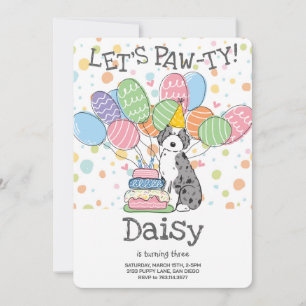 Black Merle Aussiedoodle Birthday Party Invitation