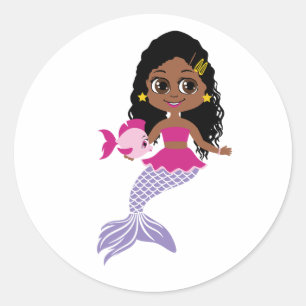Black Mermaid Girl Sticker – Cute Party Favour