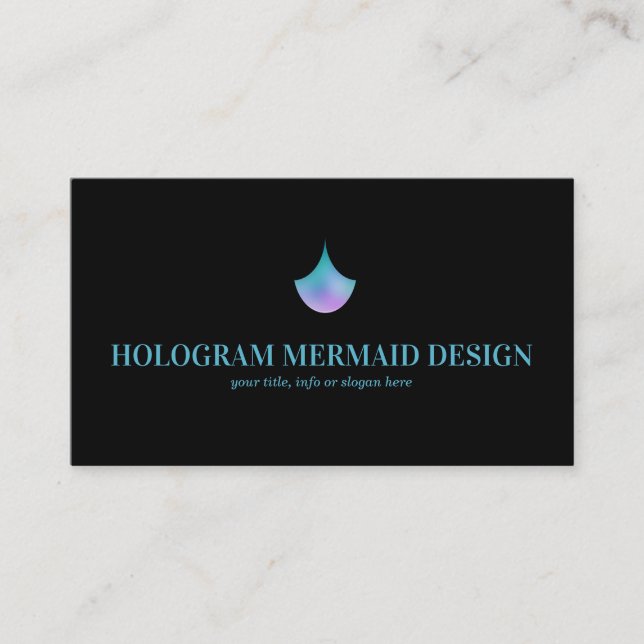 Black Mermaid Hologram Tail Business Card (Front)