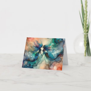BLACK MERMAID LOVERS VIBRANT ALCOHOL INK  CARD