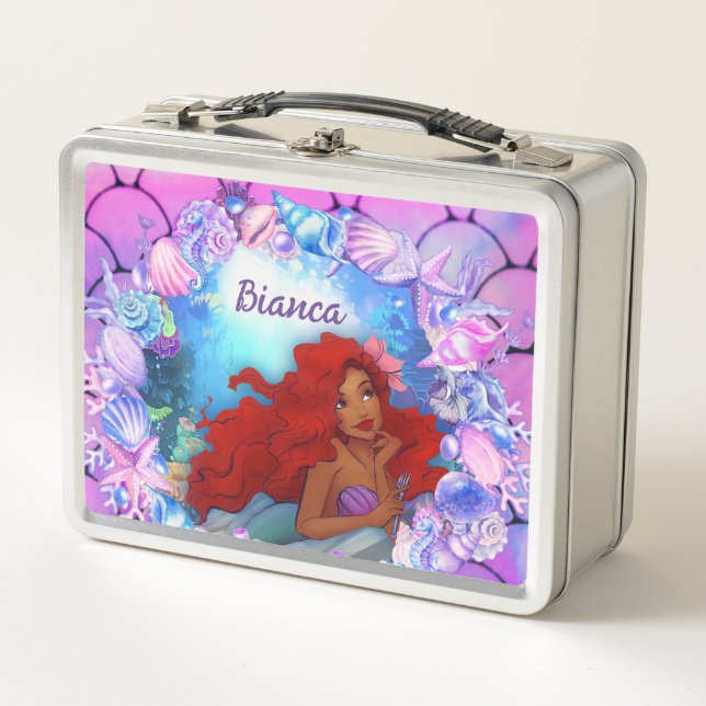 Black Mermaid Metal Lunch Box (Front)