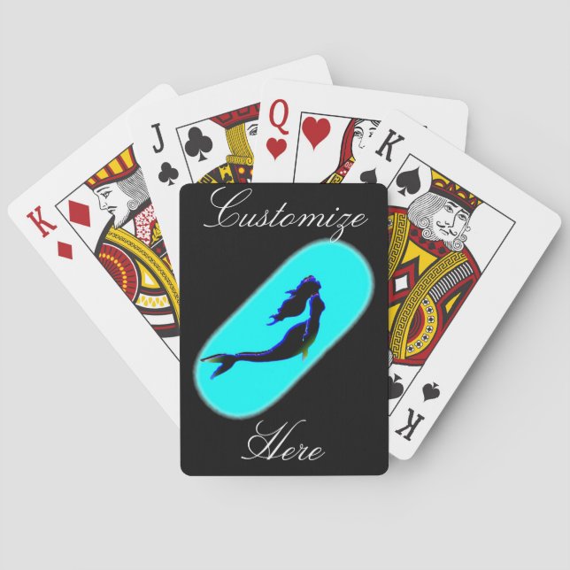 black mermaid rising playing cards (Back)