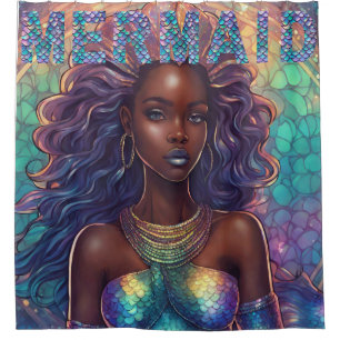 Black Mermaid Shower Curtain