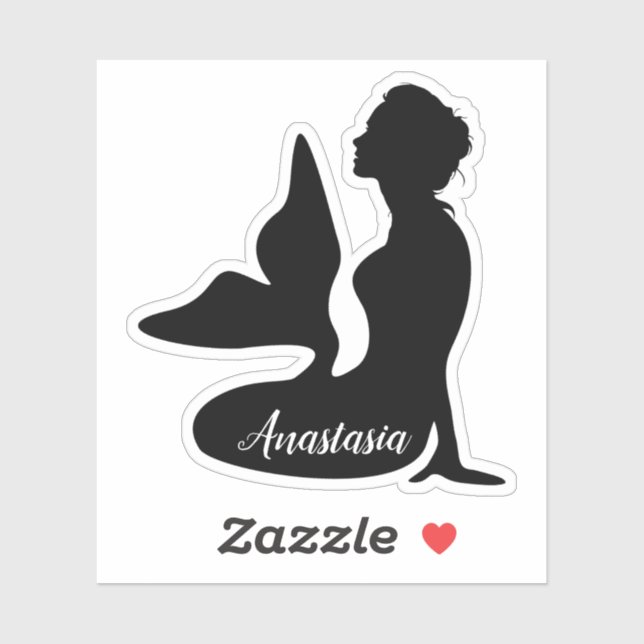 Black Mermaid Silhouette Custom Name (Sheet)